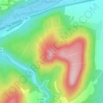 Mont Aigu topographic map, elevation, terrain