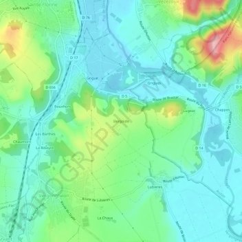 Bergoide topographic map, elevation, terrain