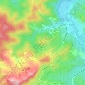 Pech Sainte-Marie topographic map, elevation, terrain