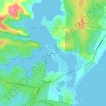 Bungalow Park topographic map, elevation, terrain