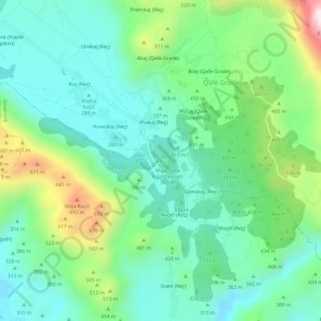 Reç topographic map, elevation, terrain