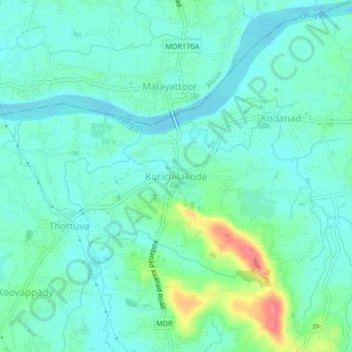 Kurichilakode topographic map, elevation, terrain