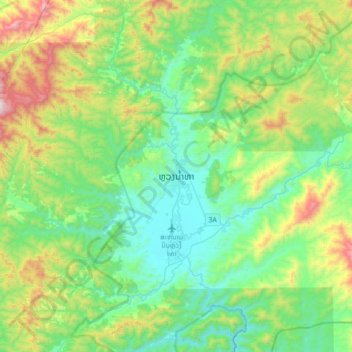 Luang Namtha topographic map, elevation, terrain