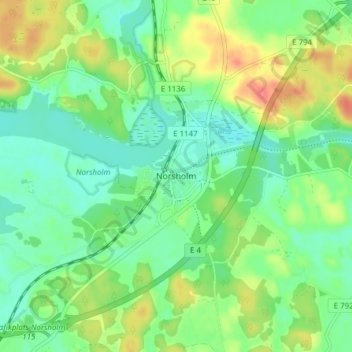 Norsholm topographic map, elevation, terrain