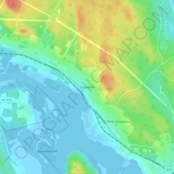 Ursviken topographic map, elevation, terrain