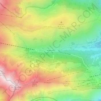 Espiaube topographic map, elevation, terrain