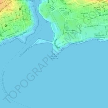 Faro de la Marina topographic map, elevation, terrain