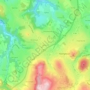 Villeneuve topographic map, elevation, terrain