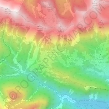 Sauris di Sopra / Plozn / Sauris Disore topographic map, elevation, terrain