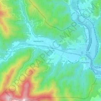 La Baume topographic map, elevation, terrain