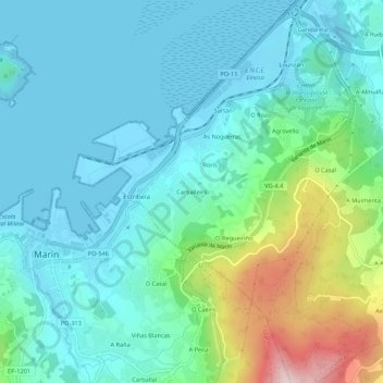 Carballeira topographic map, elevation, terrain