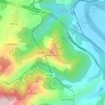 Monteagudo topographic map, elevation, terrain