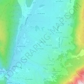 Les Bonnets topographic map, elevation, terrain