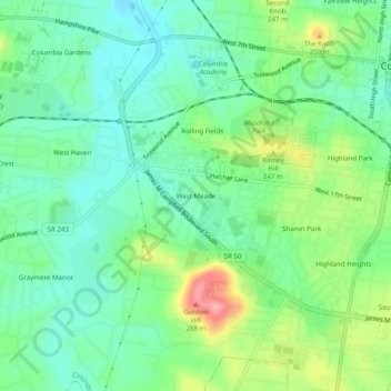 West Meade topographic map, elevation, terrain