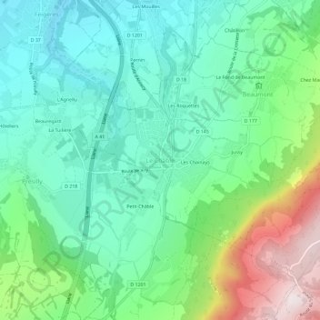 Le Châble topographic map, elevation, terrain