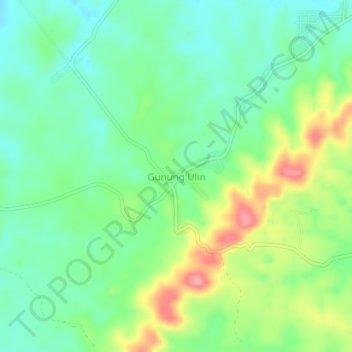Gunung Ulin topographic map, elevation, terrain