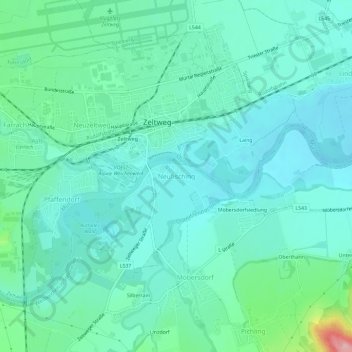 Neufisching topographic map, elevation, terrain
