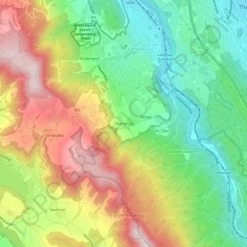 Oberrengg topographic map, elevation, terrain