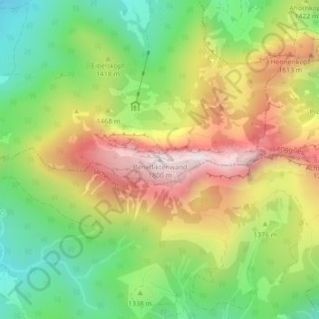 Benediktenwand topographic map, elevation, terrain