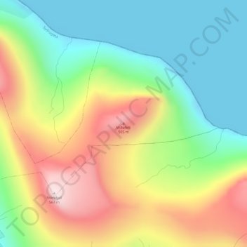 Miðafelli topographic map, elevation, terrain