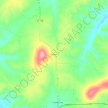 Alabam topographic map, elevation, terrain