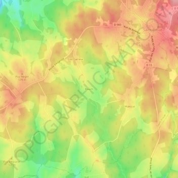 Pouch topographic map, elevation, terrain