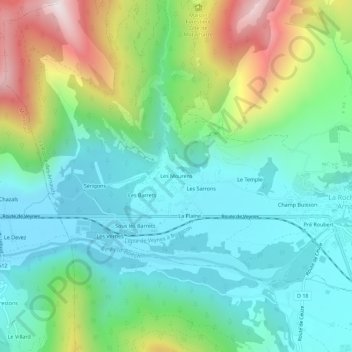 Les Mourens topographic map, elevation, terrain