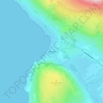 Grenivík topographic map, elevation, terrain