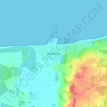 Bønnerup topographic map, elevation, terrain