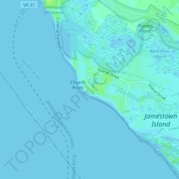Jamestown topographic map, elevation, terrain