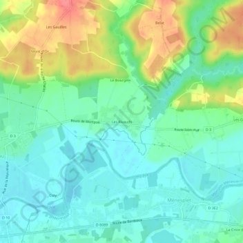 Les Rivauds topographic map, elevation, terrain