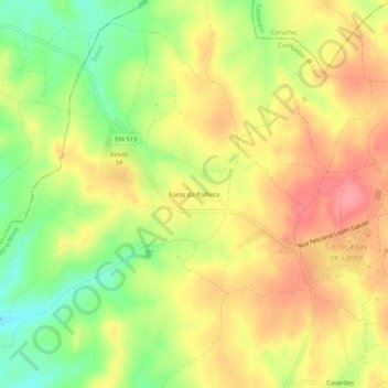 Foros da Palhota topographic map, elevation, terrain