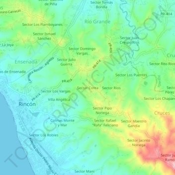 Sector Corea topographic map, elevation, terrain