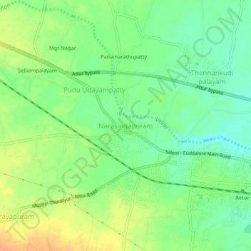 Narasingapuram topographic map, elevation, terrain