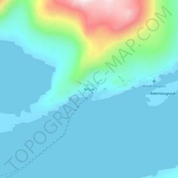Arsuk topographic map, elevation, terrain