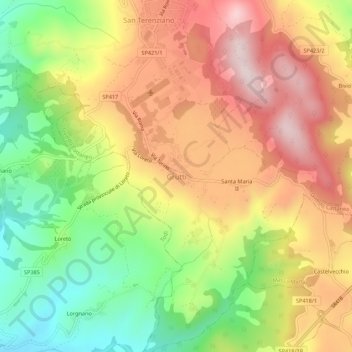 Grutti topographic map, elevation, terrain