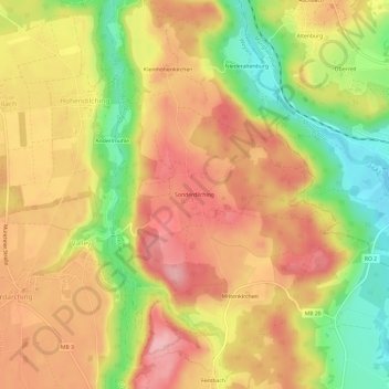 Sonderdilching topographic map, elevation, terrain