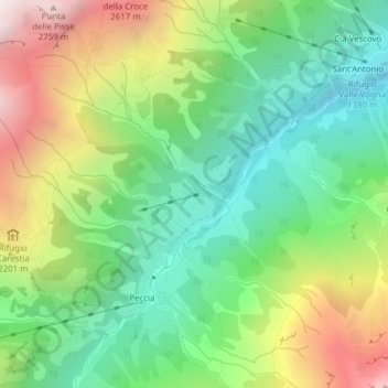 Piane topographic map, elevation, terrain