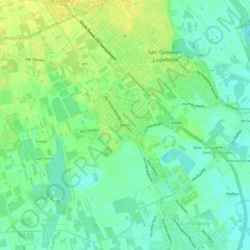 Pozzo topographic map, elevation, terrain