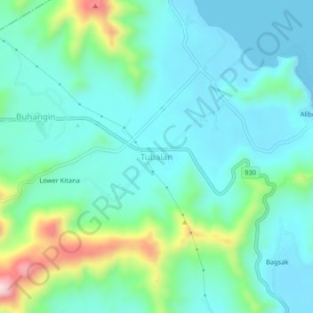 Tubalan topographic map, elevation, terrain