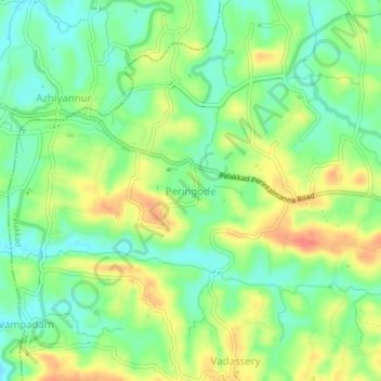 Peringode topographic map, elevation, terrain
