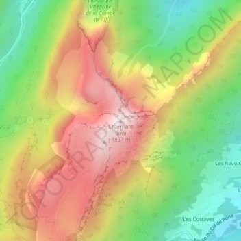 Charmant Som topographic map, elevation, terrain