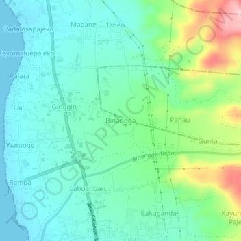 Binangga topographic map, elevation, terrain