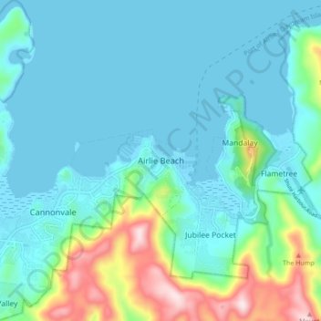 Airlie Beach topographic map, elevation, terrain