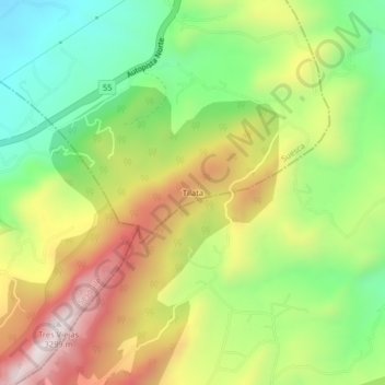Tilata topographic map, elevation, terrain