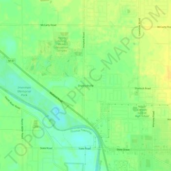 Shattuckville topographic map, elevation, terrain