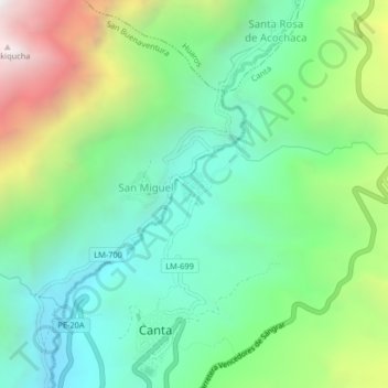 Obrajillo topographic map, elevation, terrain