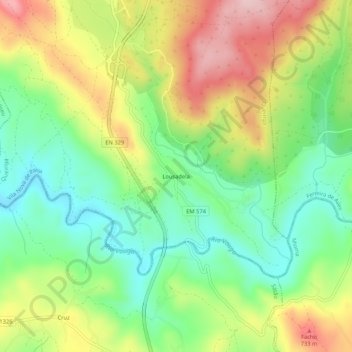 Lousadela topographic map, elevation, terrain