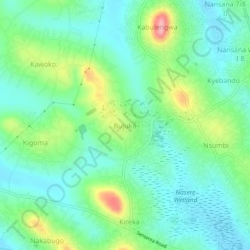 Bujuko topographic map, elevation, terrain