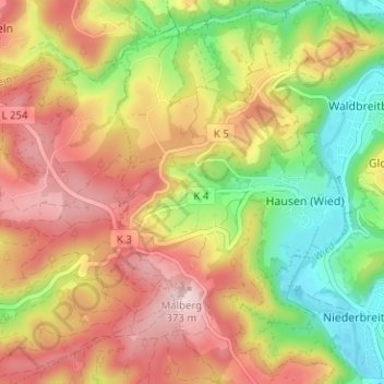 Reuschenbach topographic map, elevation, terrain